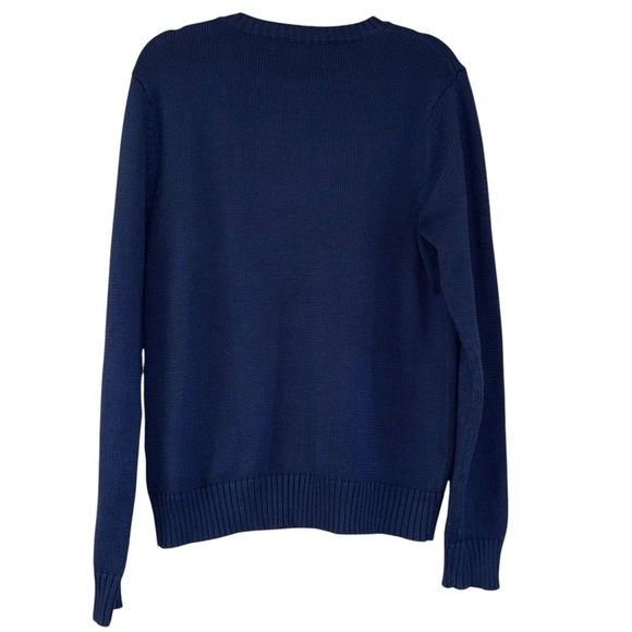 Ellsworth + Ivey Tride Navy White Knit Crewneck Sweater Womens M Preppy Luxe - Picture 2 of 11